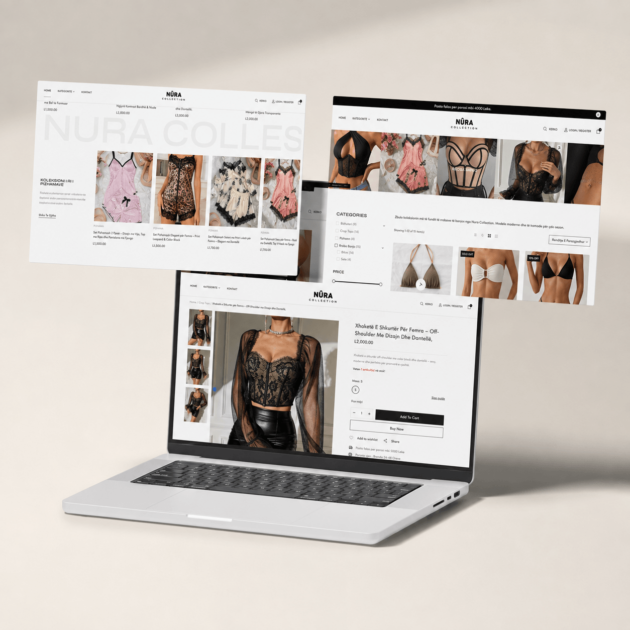 NuraCollection.al — projekt website nga Klaus Bejolli · Fashion · E-commerce